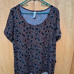 LuLaRoe Black and Brown Geometric Short Sleeve Top